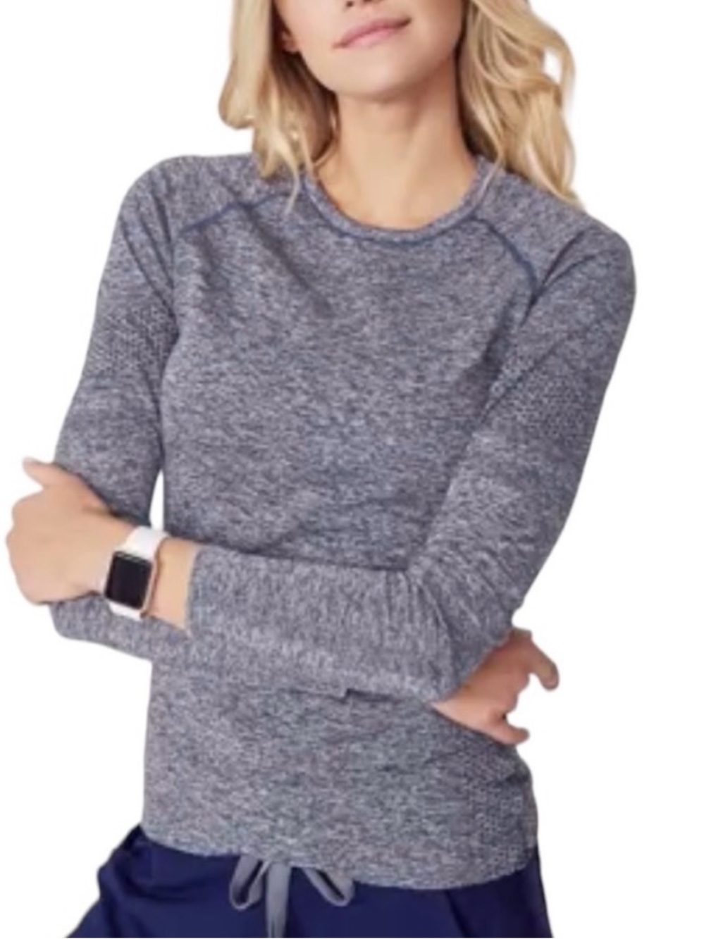 Figs Heathered Navy Salta Seamless Longsleeve Underscrub